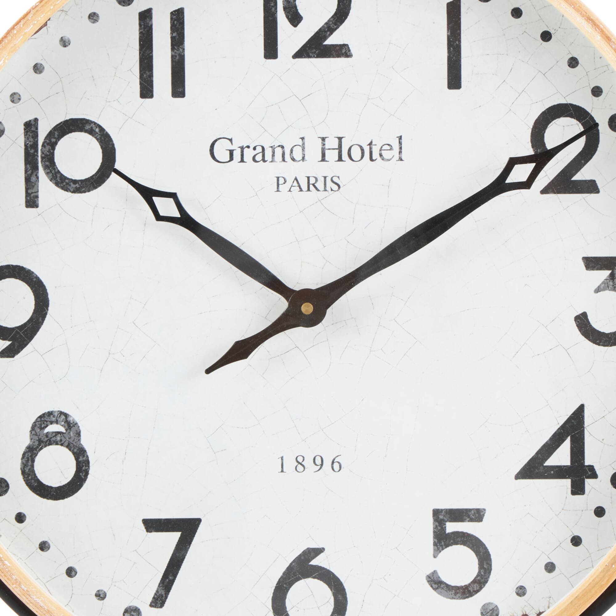 28" Suspended Hanging Wall Clock with Light Brown Woodgrain Frame